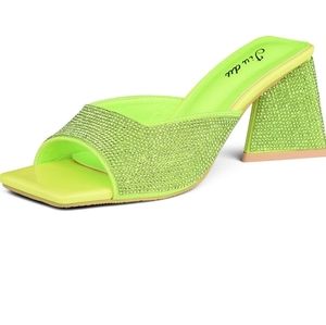 Rhinestone Open toe Sandals chunky block heels